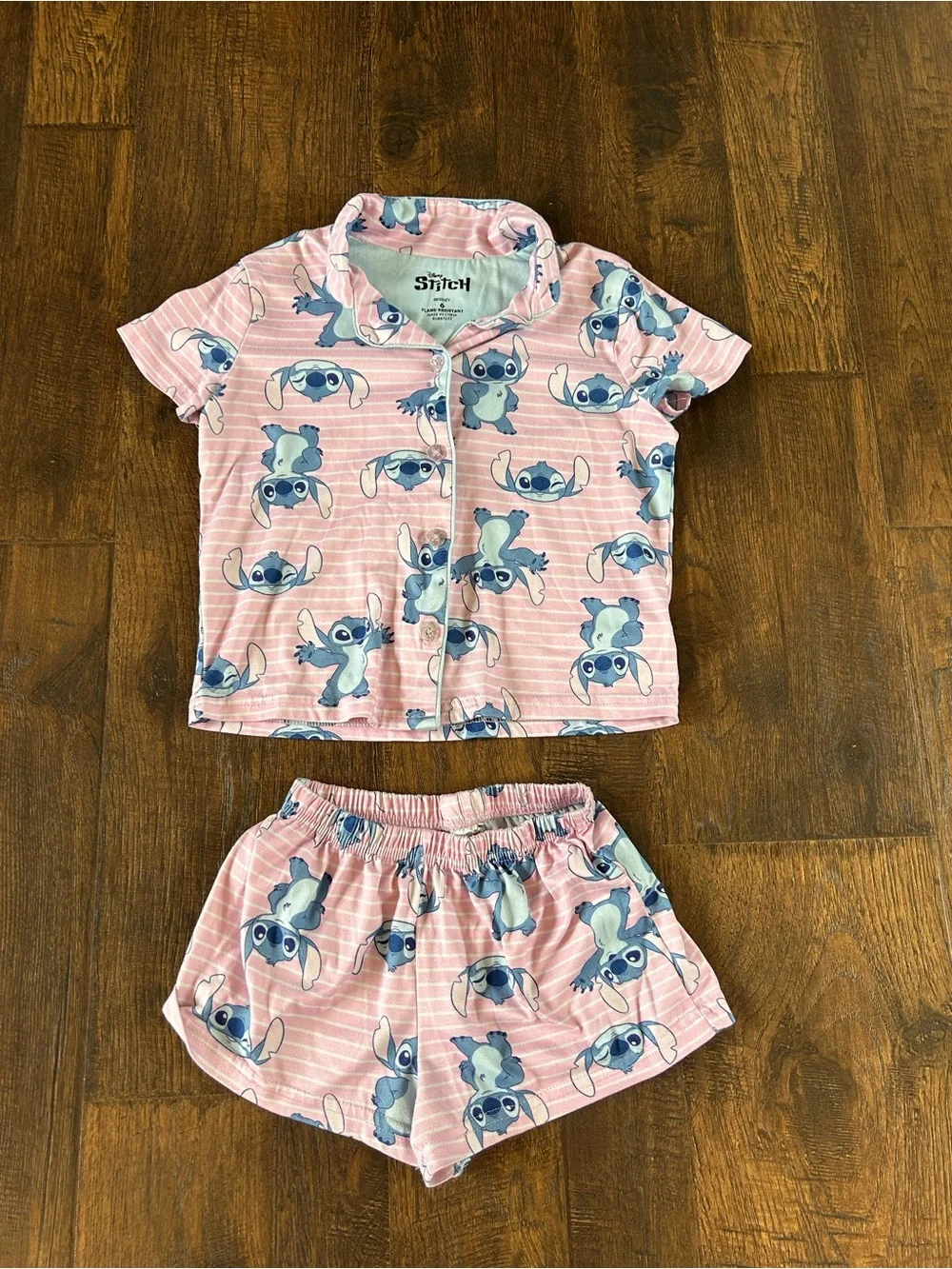 Disney Pink and Blue Stitch Short Sleeve Pajama Set